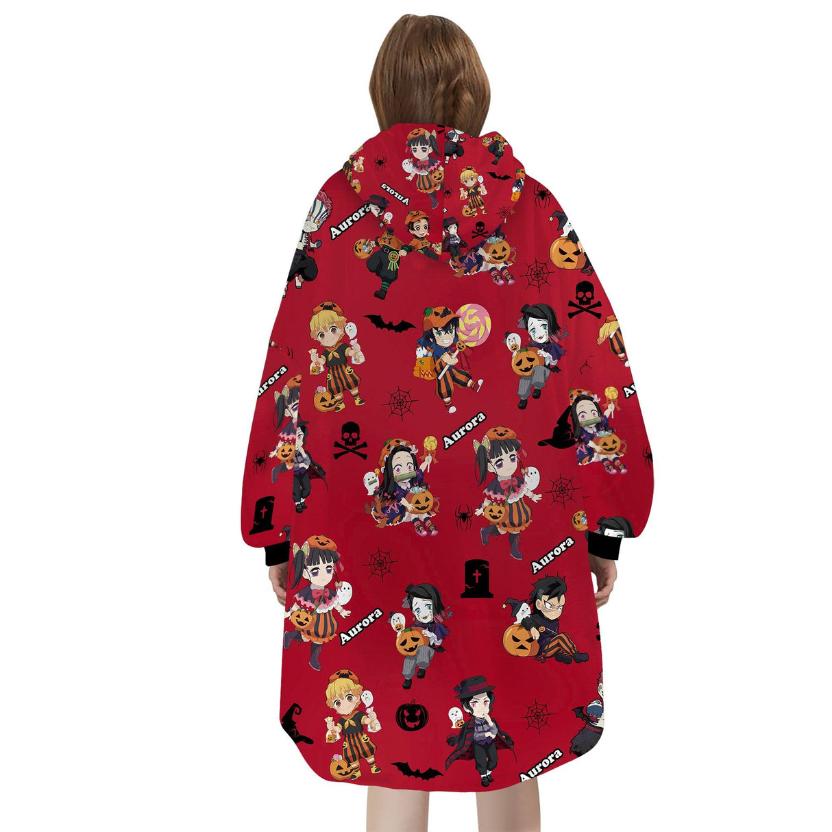 Custom Personalized Adorable Chibi Anime Snug Oversized Wearable Hoodie Blanket