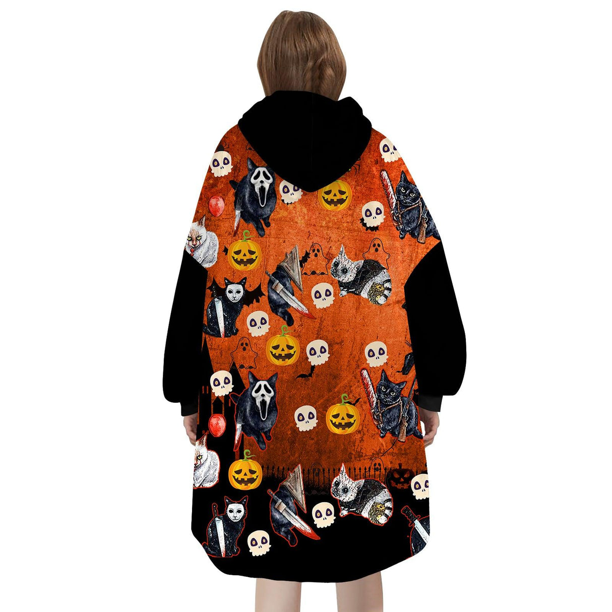 Custom Personalized Halloween Snug Oversized Wearable Hoodie Blanket