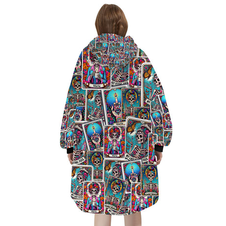 Personalized Snug Oversized Sherpa Wearable Tarot Card Halloween My Last Flying Fck Hoodie Blanket