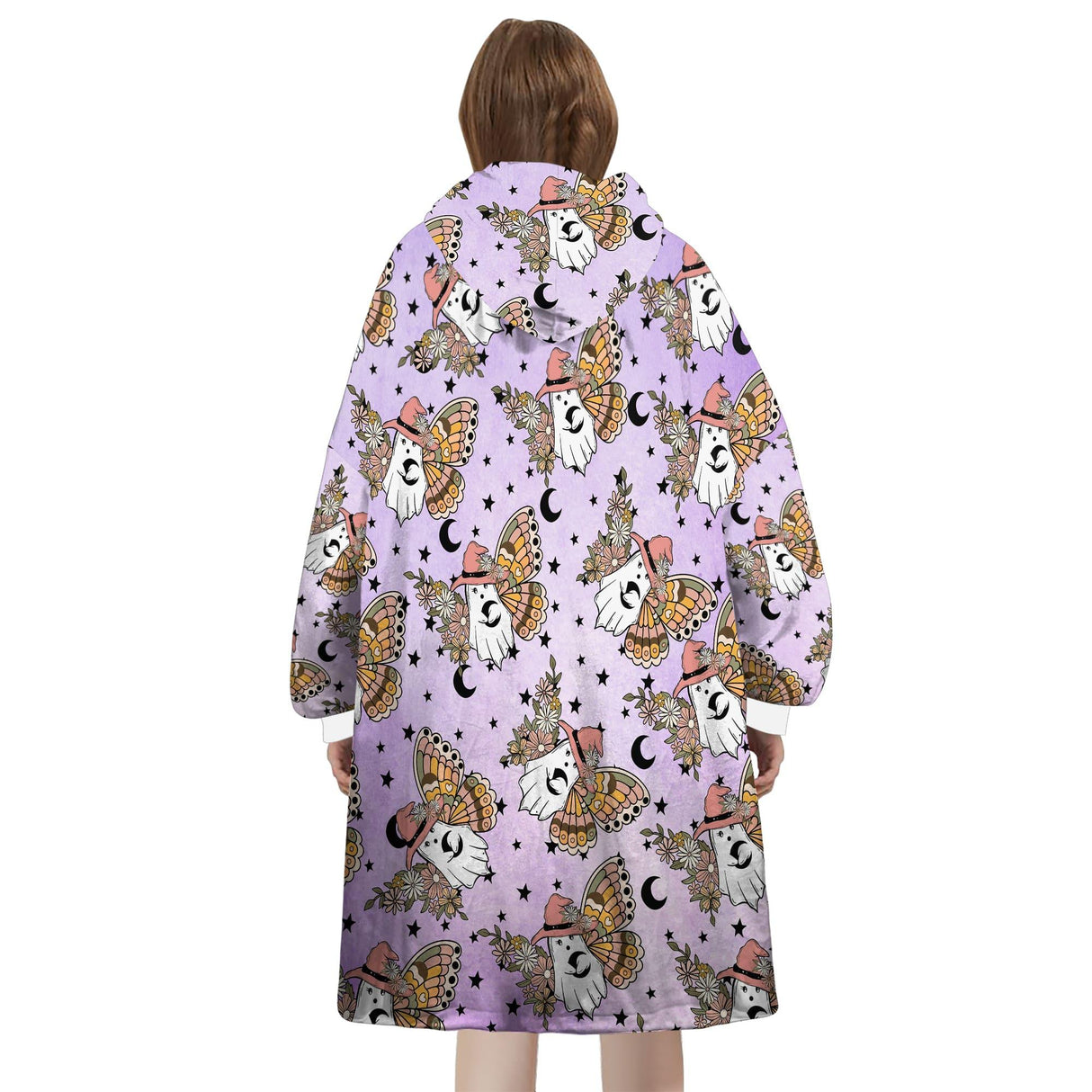 Custom Personalized Cute Butterfly Ghost Snug Oversized Wearable Hoodie Blanket