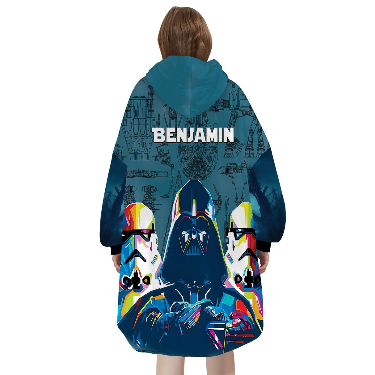 Custom Personalized Halloween Spooky Scifi Galaxy War Snug Oversized Wearable Hoodie Blanket