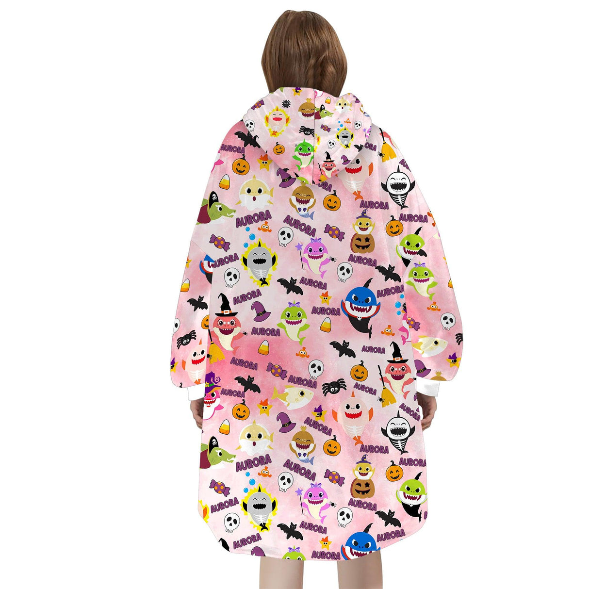 Custom Personalized Shark Halloween Girl Snug Oversized Wearable Hoodie Blanket