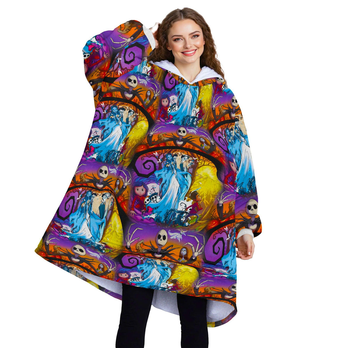 Custom Personalized Halloween Night Before Christmas Snug Oversized Wearable Hoodie Blanket