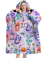 Personalized Scare Bears Horror Icons Halloween Snug Oversized Wearable Hoodie Blanket