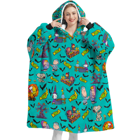 Personalized Snug Oversized Sherpa Wearable Snoopy Dog Halloween Hoodie Blanket