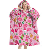 Custom Personalized Y2K Retro Trendy Dolls Christmas Cookies Snug Oversized Wearable Hoodie Blanket