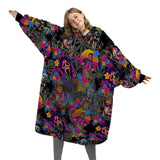 Custom Personalized Halloween Spooky Movie Vibes Floral Snug Oversized Wearable Hoodie Blanket