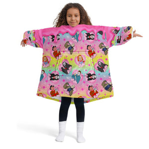 Personalized Snug Oversized Sherpa Wearable Movies Characters Pink Halloween Hoodie Blanket