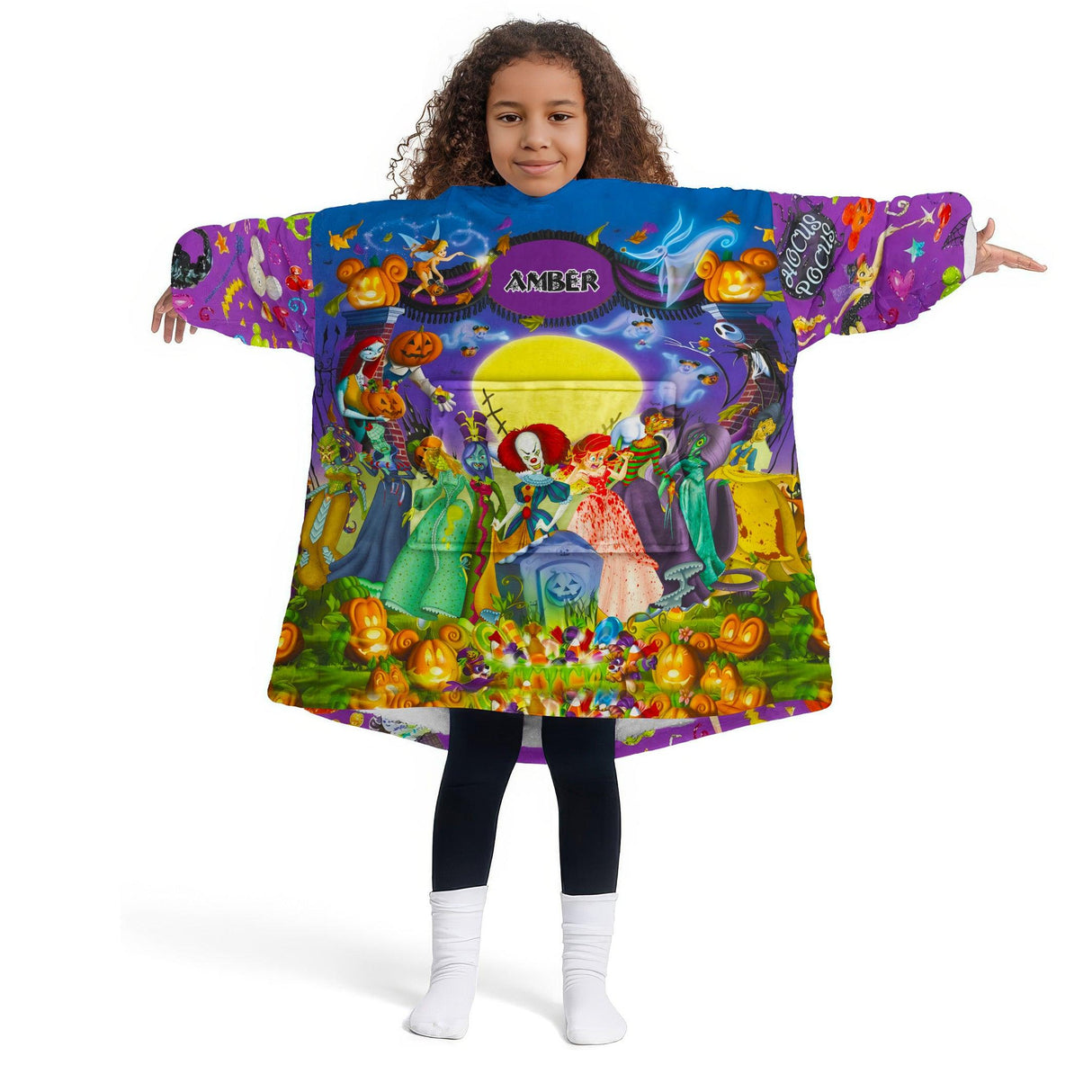 Custom Personalized Halloween Snug Oversized Wearable Hoodie Blanket