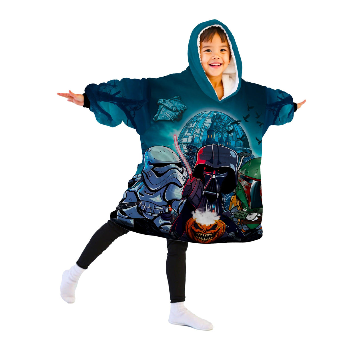 Custom Personalized Halloween Spooky Scifi Galaxy War Snug Oversized Wearable Hoodie Blanket