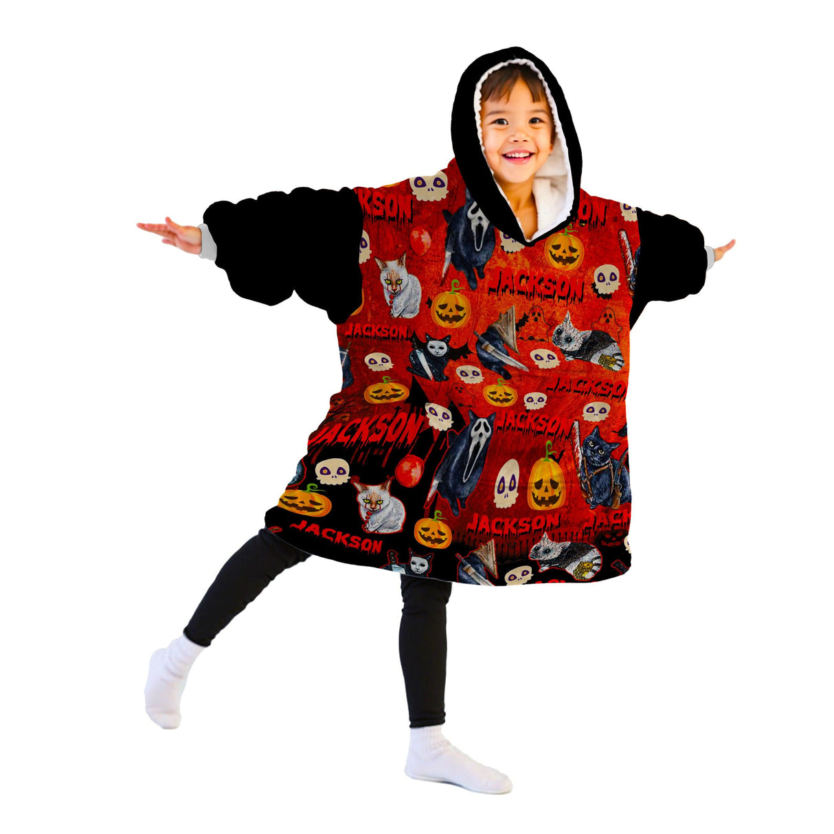 Custom Personalized Halloween Snug Oversized Wearable Hoodie Blanket