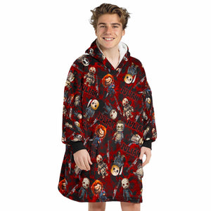 Personalized Snug Oversized Sherpa Wearable Creepy Baby Horror Movie Characters Halloween Hoodie Blanket