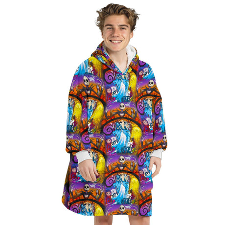 Custom Personalized Halloween Night Before Christmas Snug Oversized Wearable Hoodie Blanket