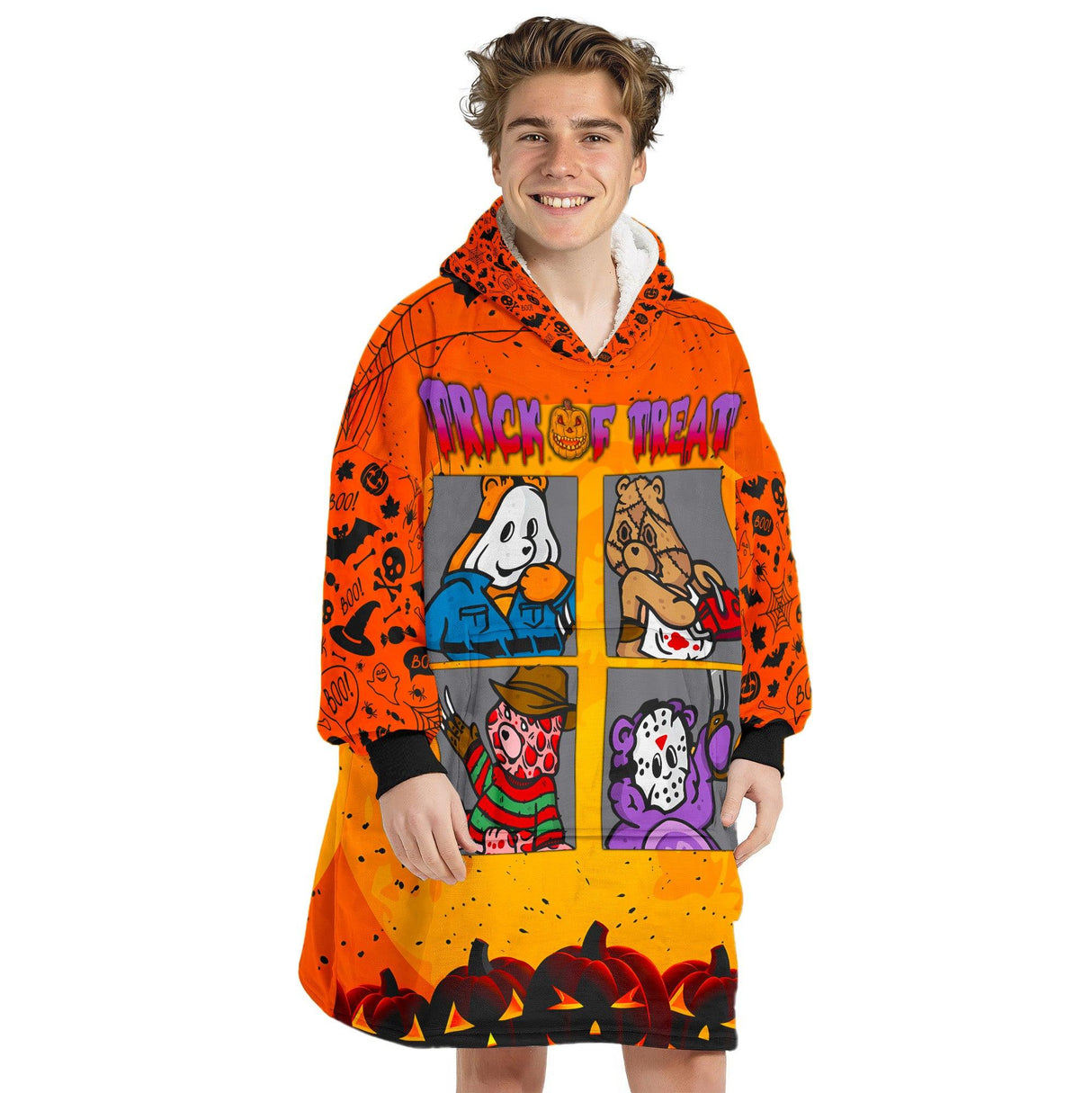 Custom Personalized Halloween Snug Oversized Wearable Hoodie Blanket