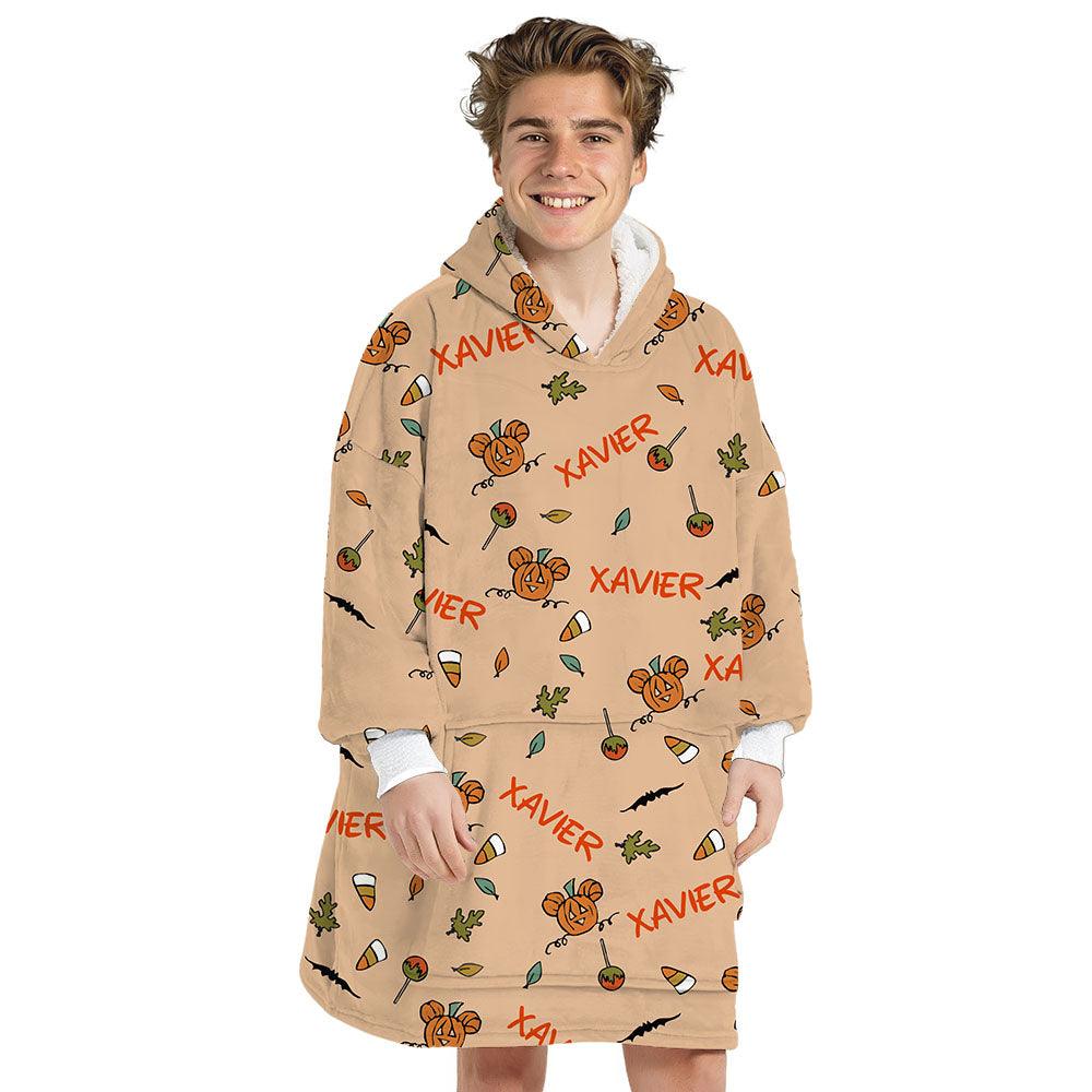 Custom Personalized Cartoon Mouse Halloween Snug Oversized Wearable Hoodie Blanket