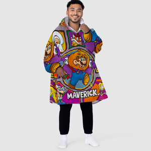 Personalized Snug Oversized Sherpa Wearable Mario Halloween Hoodie Blanket