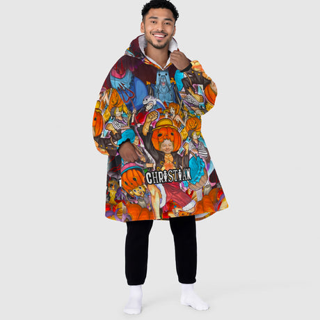 Personalized Snug Oversized Sherpa Wearable One Piece Halloween Hoodie Blanket