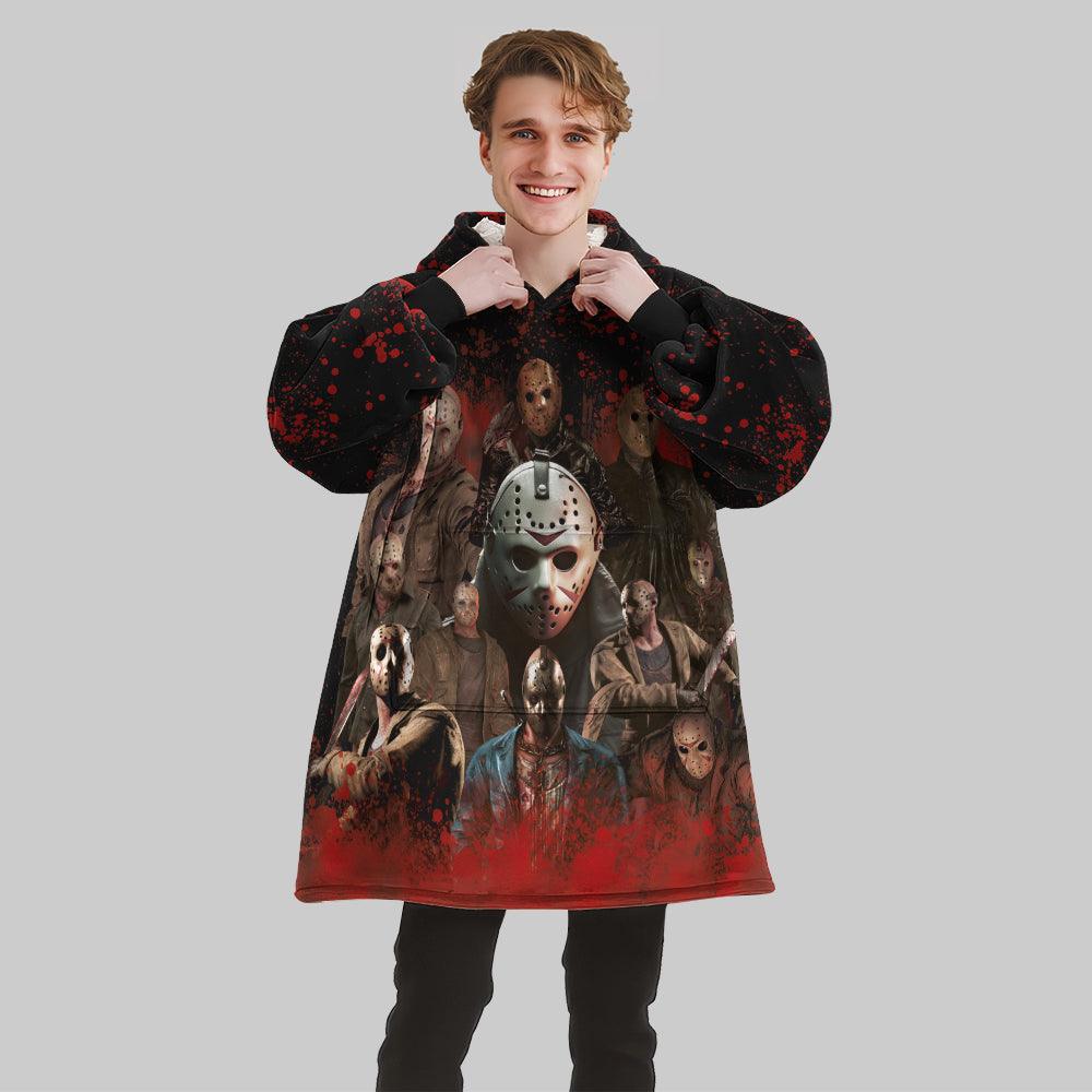 Personalized Halloween Horror Icons Snug Oversized Wearable Hoodie Blanket