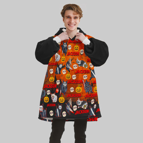 Custom Personalized Halloween Snug Oversized Wearable Hoodie Blanket