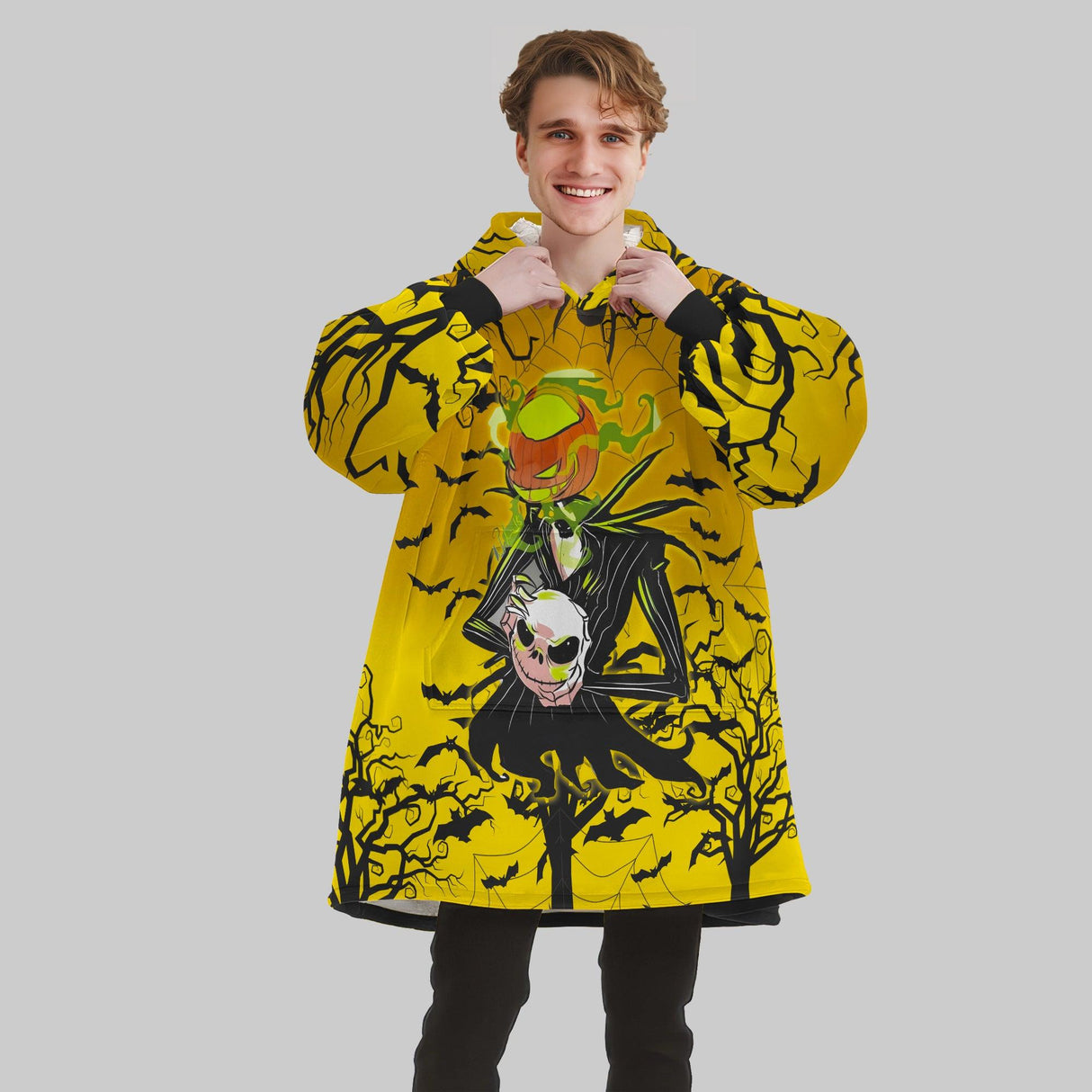 Custom Personalized Halloween Spooky Jack Nightmare Snug Oversized Wearable Hoodie Blanket