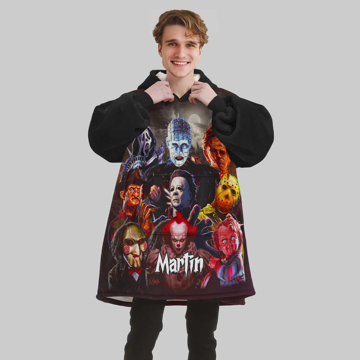 Custom Personalized Halloween Snug Oversized Wearable Hoodie Blanket