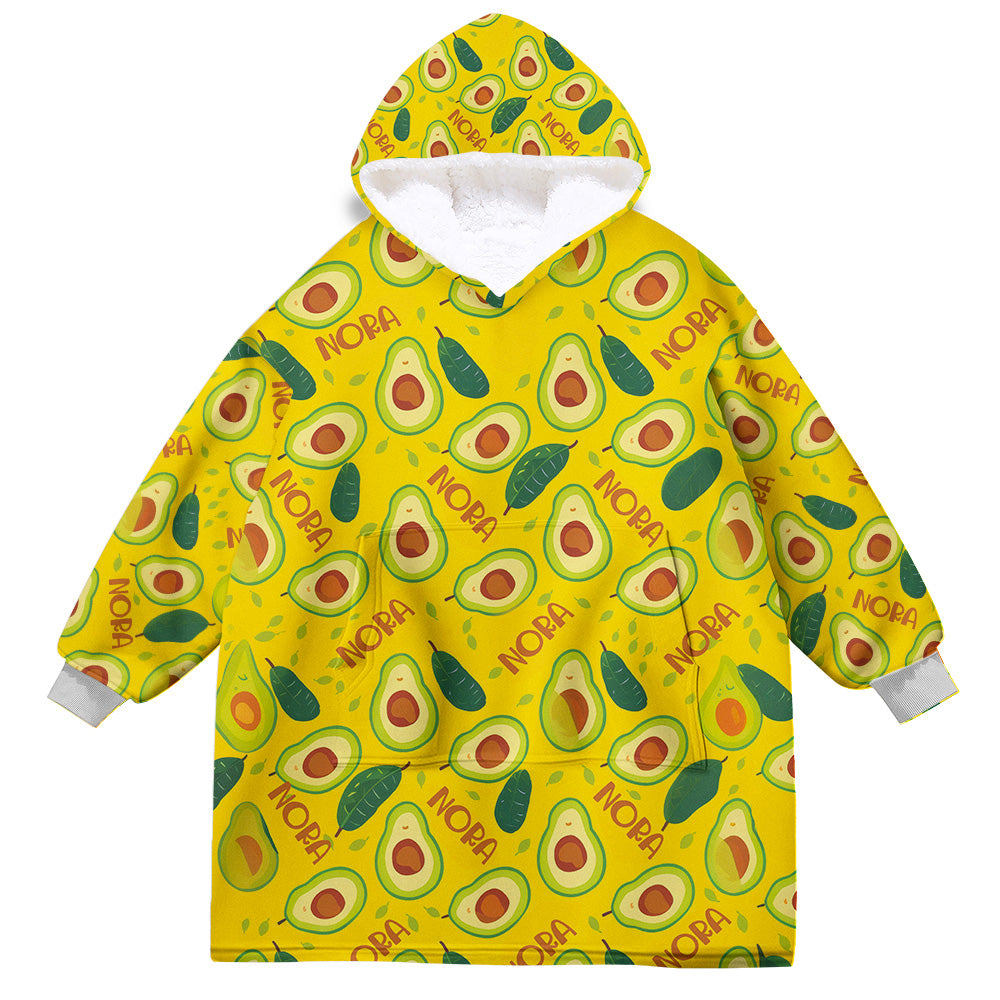 Personalized Snug Oversized Sherpa Wearable Avocado Baby Hoodie Blanket