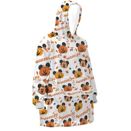 Personalized Cartoon Mouse Cosplay Pumpkin Halloween Snug Oversized Wearable Hoodie Blanket