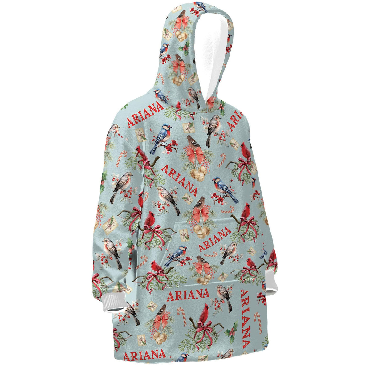 Personalized Cardinals Xmas Snug Oversized Wearable Hoodie Blanket