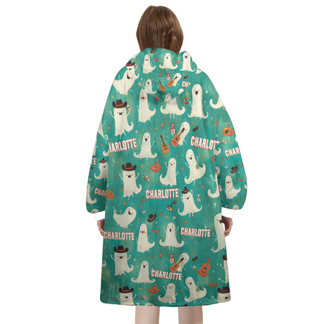 Personalized Snug Oversized Sherpa Wearable Ghost Halloween Hoodie Blanket
