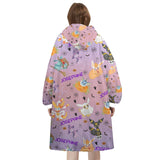 Personalized Halloween Anime Cat Snug Oversized Wearable Hoodie Blanket