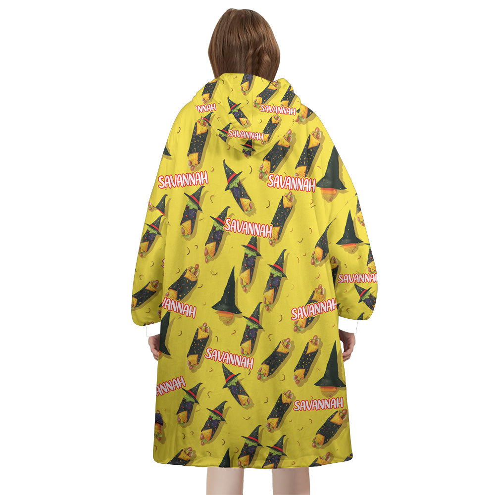 Personalized Snug Oversized Sherpa Wearable Wizard Burritos Hoodie Blanket