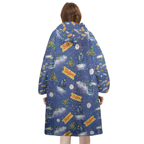 Personalized Believe Polar Express Snug Oversized Wearable Hoodie Blanket