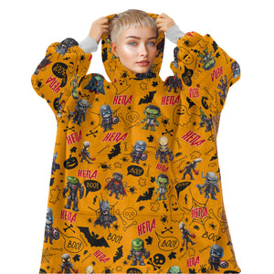 Personalized Snug Sherpa Oversized Wearable Creepy Superheroes & Villain Halloween Hoodie Blanket