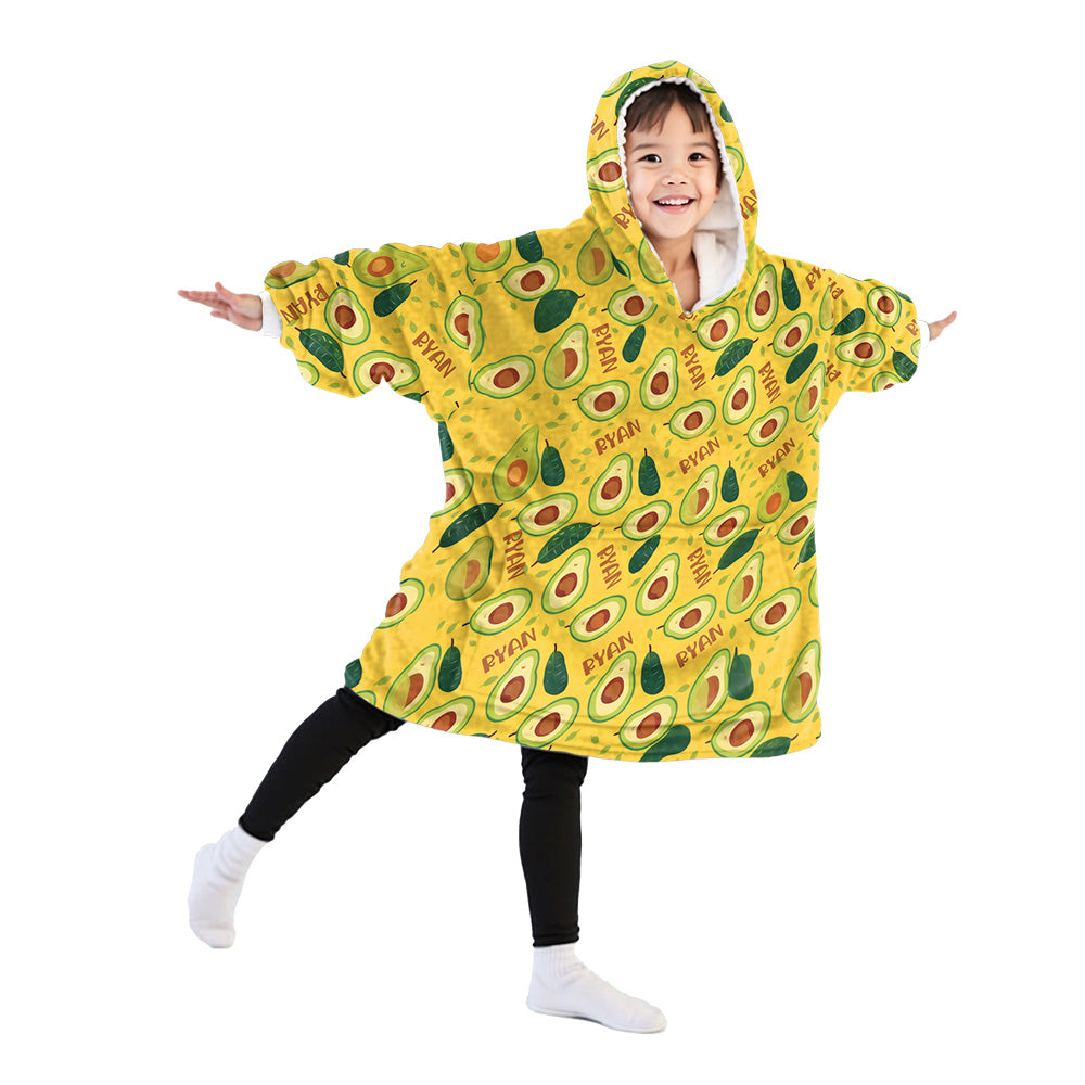 Personalized Snug Oversized Sherpa Wearable Avocado Baby Hoodie Blanket