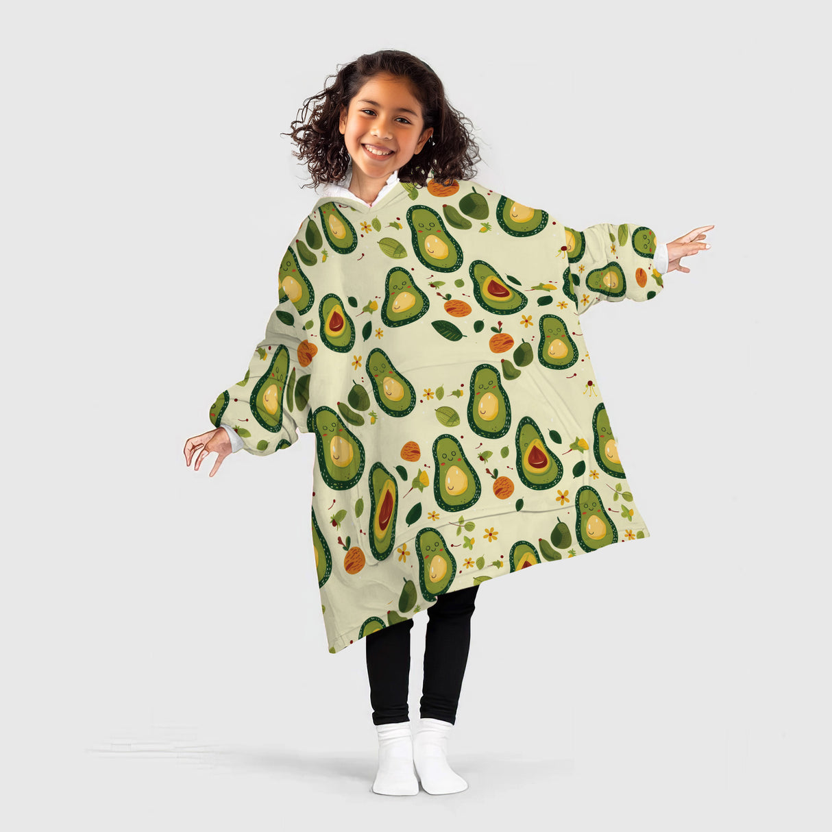Personalized Snug Oversized Sherpa Wearable Cute Avocado Hoodie Blanket