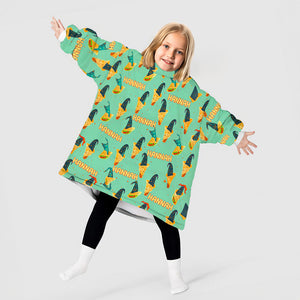 Personalized Snug Oversized Sherpa Wearable Wizard Burritos Mint Hoodie Blanket