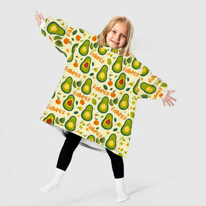Personalized Snug Oversized Sherpa Wearable Cute Avocado Hoodie Blanket