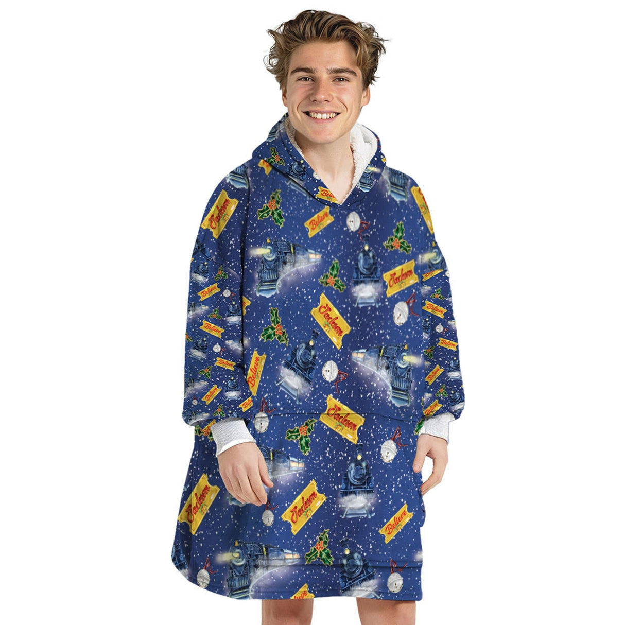 Personalized Believe Polar Express Snug Oversized Wearable Hoodie Blanket