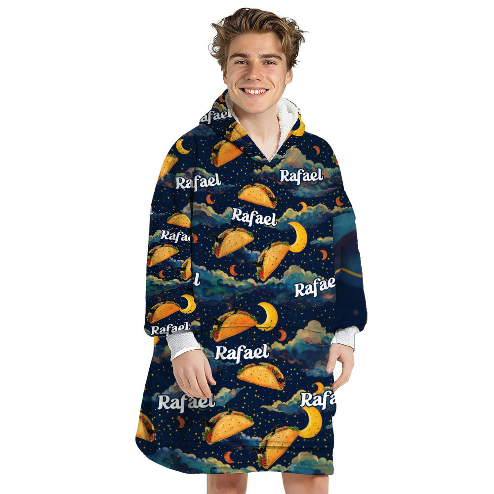 Personalized Snug Oversized Sherpa Wearable Burrito Bats Night Hoodie Blanket