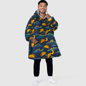 Personalized Snug Oversized Sherpa Wearable Burrito Bats Night Hoodie Blanket