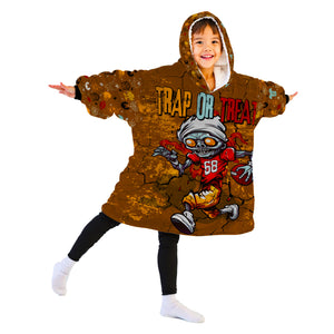 Personalized Snug Oversized Sherpa Wearable American Football Halloween Hoodie Blanket