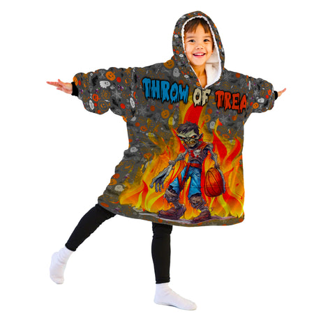 Personalized Snug Oversized Sherpa Wearable Basketball Halloween Hoodie Blanket