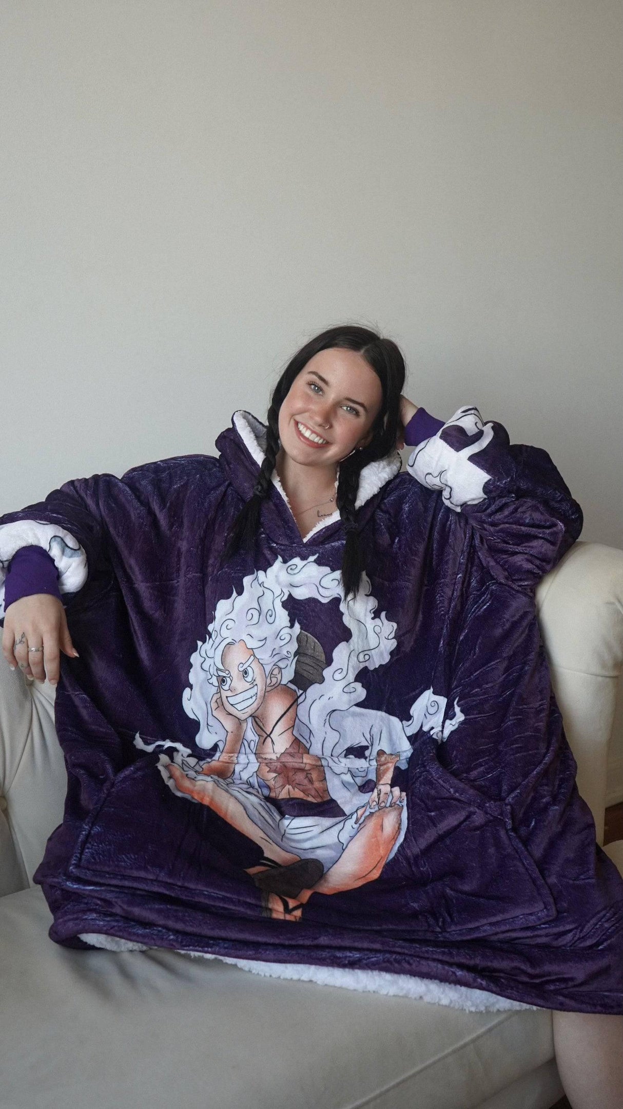 Personalizable Custom Gear 5 Anime Oversized Sherpa Hoodie Blanket