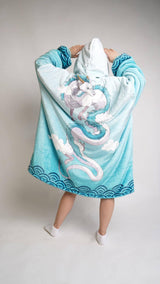 Personalizable Custom Haku x Chihiro Anime Oversized Sherpa Hoodie Blanket