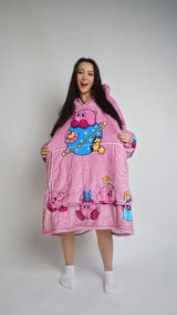 Personalizable Custom Kirby Anime Oversized Sherpa Hoodie Blanket