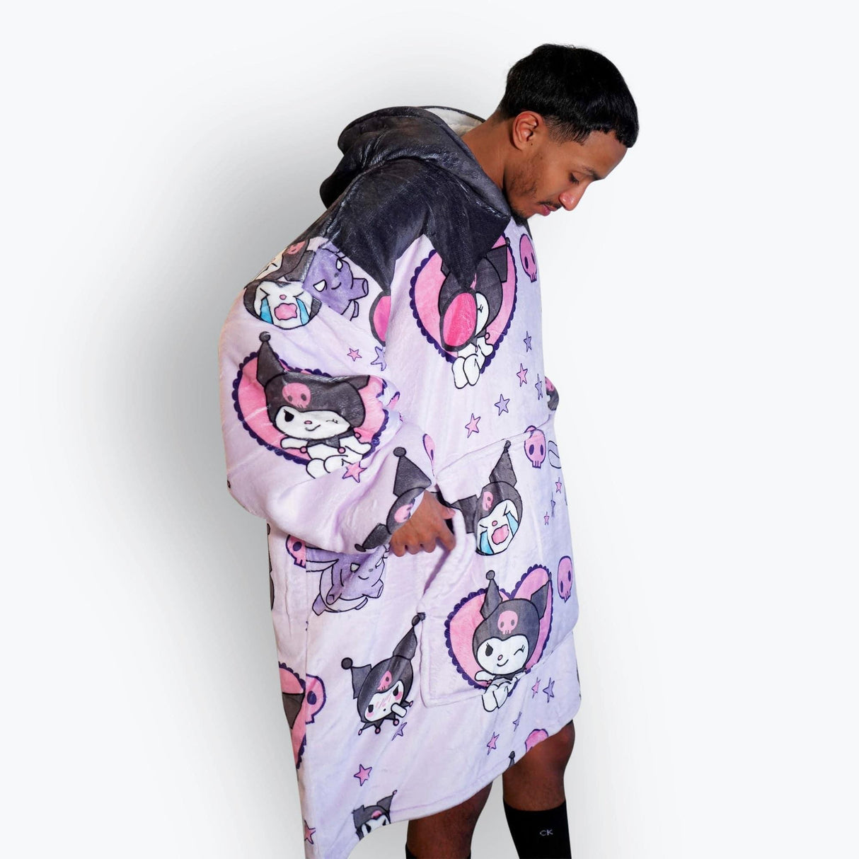 Personalizable Custom Kuro Anime  Oversized Sherpa Hoodie Blanket