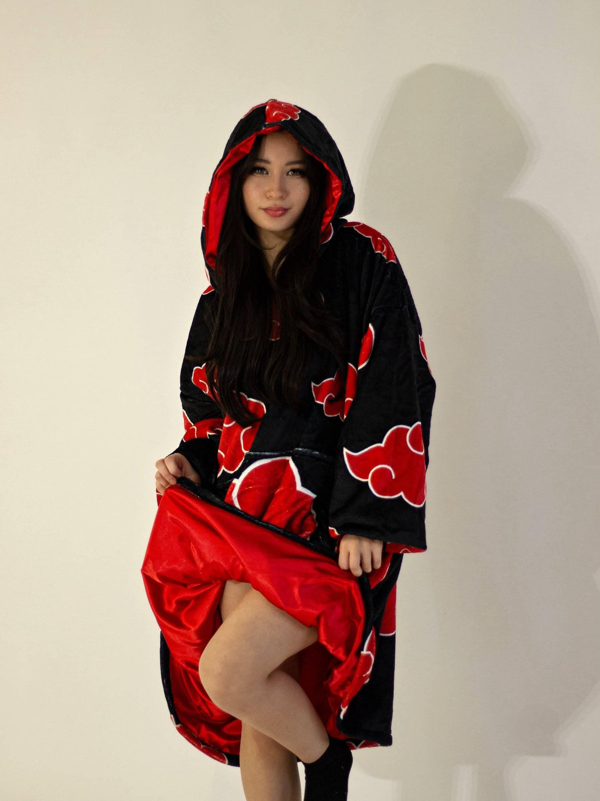 Personalizable Custom Red Cloud Satin Oversized Sherpa Hoodie Blanket