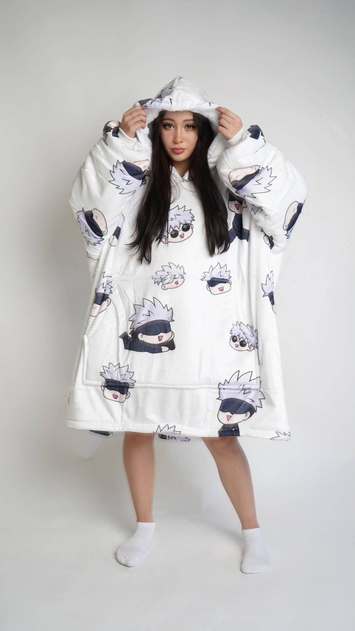 Personalizable Custom Satoru Oversized Sherpa Hoodie Blanket