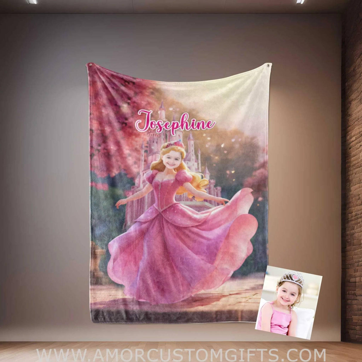 Personalized Aurora Sleeping Beauty 4 Photo Blanket | Custom Name & Face Girl Princess Blanket