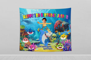 Personalized Birthday Shark Birthday Blanket